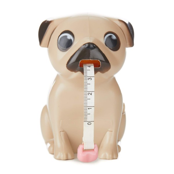 Paladone Pug Tape Measure - Includes: Measurements in Both inches and Centimeters. Approx. 40 Inches in Length, 96 months to 1188 months