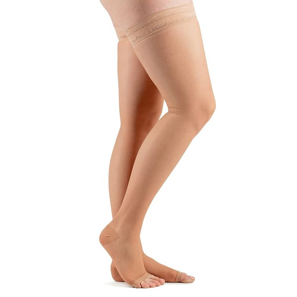 Actifi Damen Sheer 15-20 mmHg Kompressionsstrümpfe Oberschenkelhoch Offener Zehenbereich Moderate