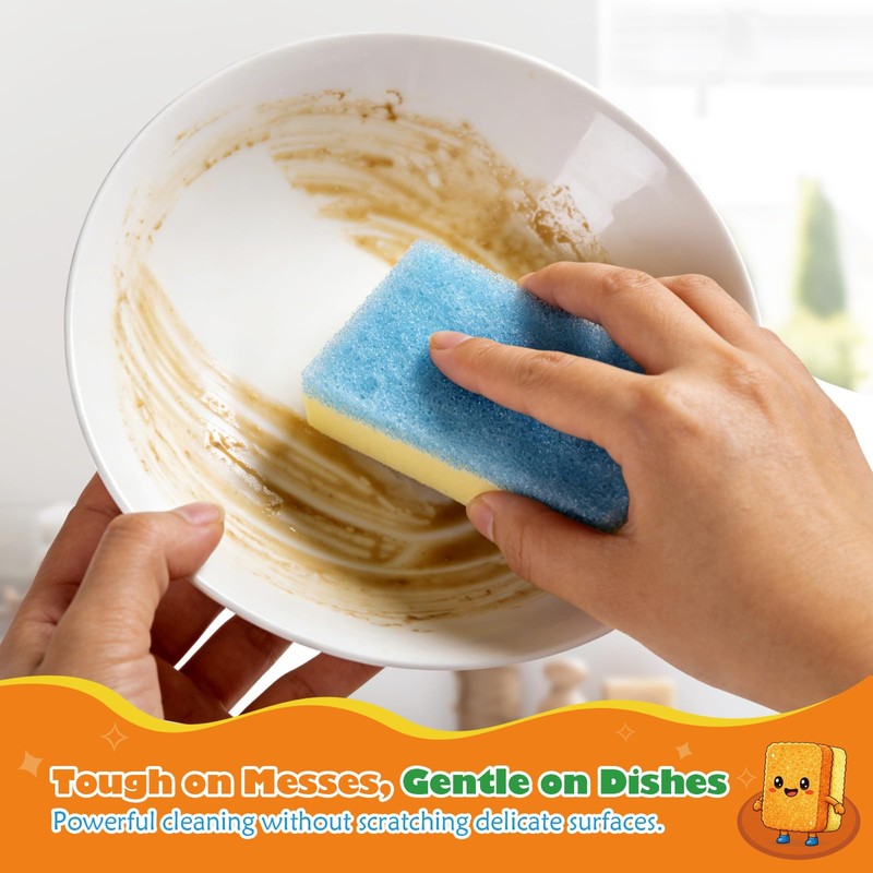 UNIMADE Scrub Sponge, Temperature Responsive Dual-Sided Cleaning Sponges, Non-Scratch Dish