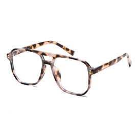 FEISEDY Retro 70s 80s Blue Light Filter Glasses Women Without Prescription Men's Computer Glasses with Blue Light Blocking Glasses PC Gaming Glasses B2866, White leopard