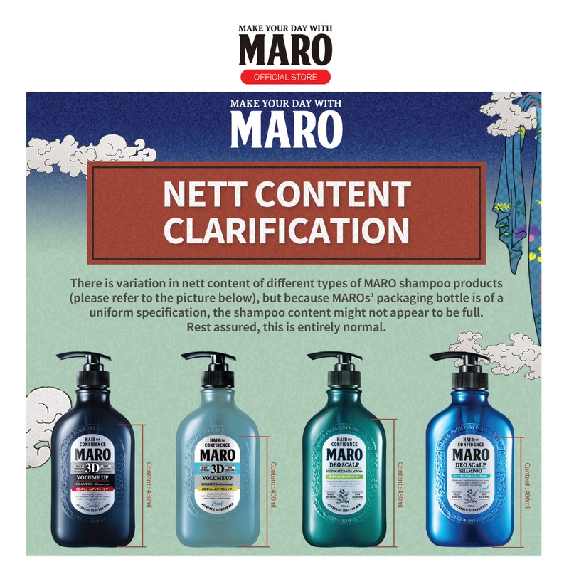 Maro 3D Volume Up Hair Shampoo (460ml) - Instant Volume