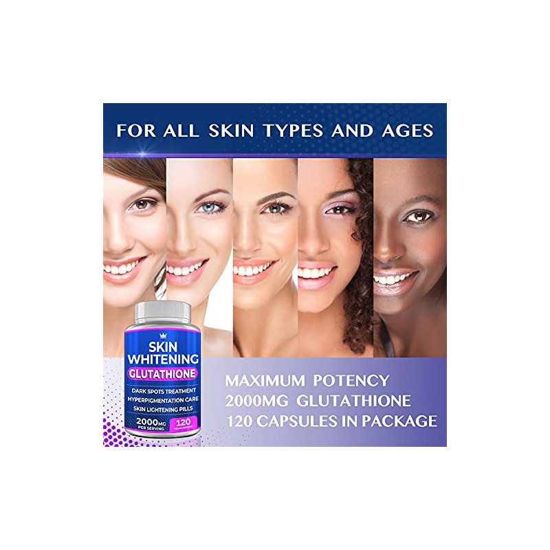 Northern Crown Cosmetics Pastillas Blanqueadoras Glutatión 120 Cápsulas 2000 Suplemento