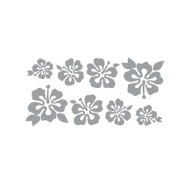 8 Hibiscus Flowers Assorted Sizes - Make Your Own Flower Lei Sticker Decal Hawaii Gray