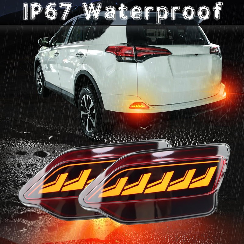 BINQIGOO 2Pc Full LED Rear Bumper Reflector Lights Kit for