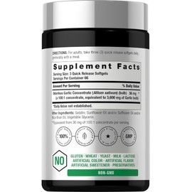 Horb Ach Odorless Garlic Softgels 200 Count Ultra Potent Extract Non Gmo Gluten Free