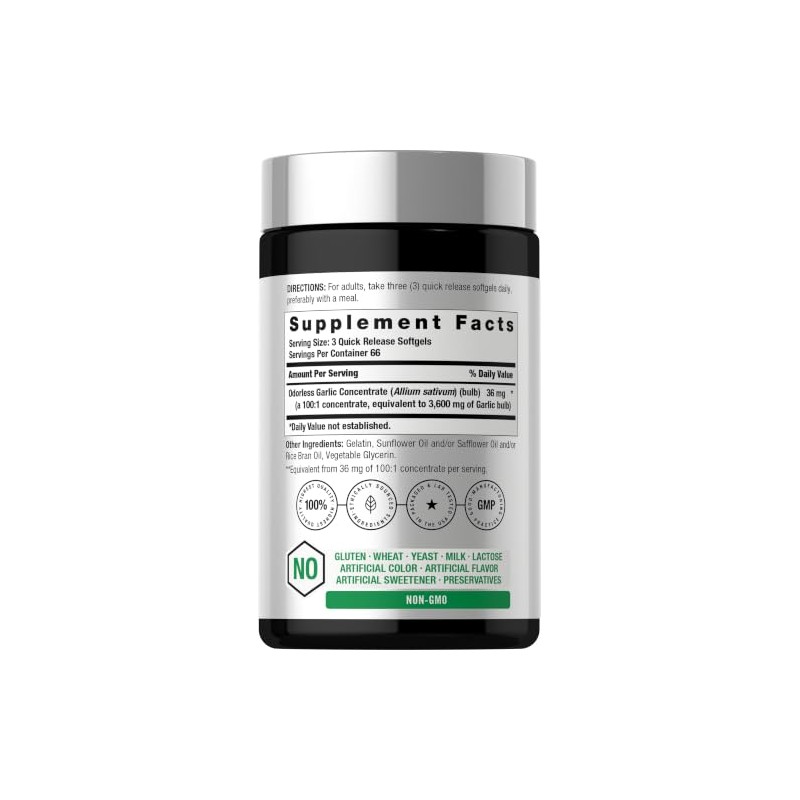 Horb Ach Odorless Garlic Softgels 200 Count Ultra Potent Extract