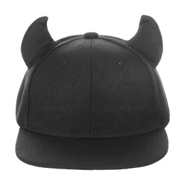 JIAHG Cappellino da baseball per bambini, da baseball per ragazze, regolabile, con decorazione a corno diavolato, per scuola, sport all'aria aperta, Nero , Taglia unica