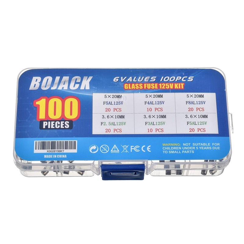 BOJACK Christmas Light Fuses Kit 3.6x10mm Mini Fuse 125V 2.5A