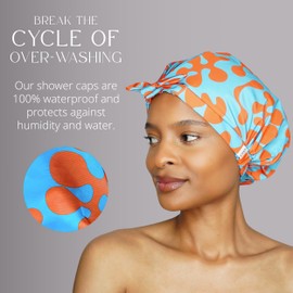 GRACE & COMPANY Luxury Shower Cap For Women - 100% Waterproof, Reusable, Washable & Breathable Shower Caps -Cora