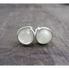 Stud Earrings Moonstone Gemstone Silver-Pl