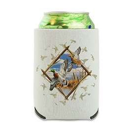 Duck Diamond Mallard Hunting Can Cooler - Drink Sleeve Hugger Collapsible Insulator - Beverage Insulated Holder