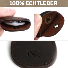 NEYYOS Airtag Pendant Made of Genuine Leather, Air Tag Tracker, Portable Case & Key Fob, Protective Key Finder, Holder, Keychain Holder Case for Key Ring (Coffee, B)