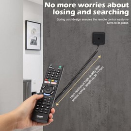 WALLFID 2-Pack Magnetic Remote Control Holders with Spring Ropes - Safely Secure TV Remotes & Small Items, Wall-Mount with Adhesive, Anti-Loss, Rapid Adsorption, Extendable Spring.(Black, 2 Pack)