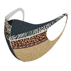 Sumakore 004868 Design Mask, Set of 2, Polyester, Washable, Cloth Mask, Unisex, Animal, Leopard Print, Brown