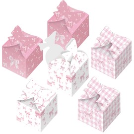24 Pcs Coquette Paper Gift Boxes in 3 Styles, Pink Bow Candy Treat Paper Boxes for Girl and Women, Bow Party Favors Gift Gable Boxes for Wedding, Birthday, Baby Shower, Tea Party Supplies