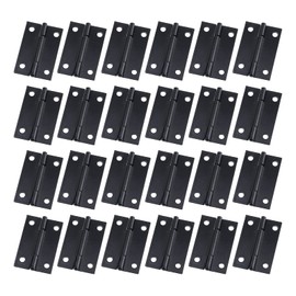 Antrader Folding Hinge, Cabinet Gate Closet Door Hinge 1-1/2'' Long Home Furniture Hardware with 96pcs Screws, Black, 24-Pack