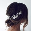 Unicra Pelo de novia con flores para boda, perlas de