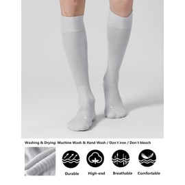 CelerSport 2 Pack Soccer Socks for Youth Kids Adult Over-The-Calf Socks with Cushion, Light Gray (2 Pack), X-Large