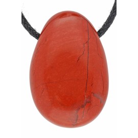 Lebensquelle Plus Red Jasper Drop Pendant | Drilled Tumbled Stone Pendant with Cotton Cord | High-Quality Gemstone Pendant, Semi Precious Stone, Jasper