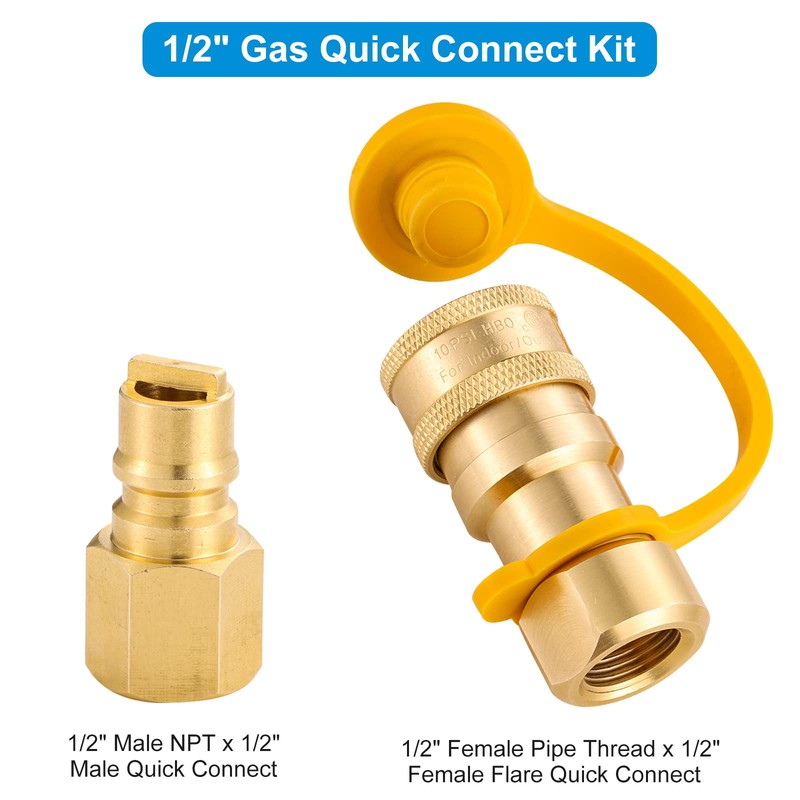 1/2" QDD LP Gas Quick Connect Fitting, Natural Propane Gas