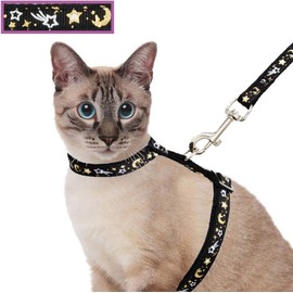 Juego de arnés y correa para gatos para caminar al aire última intervensión, a prueba de escapes, correa de seguridad suave ajustable con diseño de
