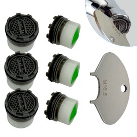 Upgraded 6-Pack 16.5mm Faucet Aerators with 304 Stainless Steel Aerator Removal Tool – Easy Install & Smooth Water Flow