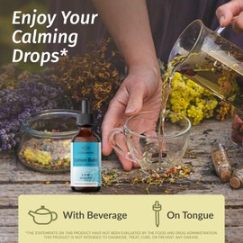 HERBAMAMA Lemon Balm Tincture - Vegan Lemon Balm Leaf Extract for Calm Support - Melissa Officinalis Liquid Calming Drops - Non-GMO, Alcohol & Sugar-Free Relaxation Supplement, 28-Day Supply
