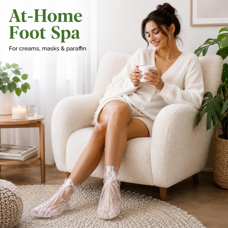 Thfaeyta 200 Pcs Plastic Foot Covers for Feet Pedicure Moisturizing