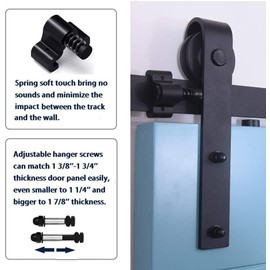CCJH 4FT Ceiling Mount Bracket Sliding Barn Door Hardware Kit Black,Strong Bearing, Low Ceiling L-Shape Bracket System, Fit 24" Wide Single Door Panel (Basic Style)