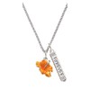 Delight Jewelry Silvertone Hot Orange Hibiscus Flower Silvertone Forever Bar