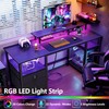 Furologee 51" Gaming Desk with Power Outlets & LED Lights,