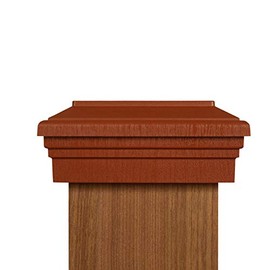6x6 Post caps Actual (6.0" up to 6.25") Cedar Color Flat Newel Newport Square Top Caps, by Atlanta Post Caps