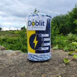 DOBLIT Poly Wire Electric Fencing Conductor Wire 6 Strand 9 Strand Multi-Colour Paddock Electric Fencing Cattle Sheep Horse Pets Crop Protection Pest Deterrent (Blue and White 6-Strand 250m)