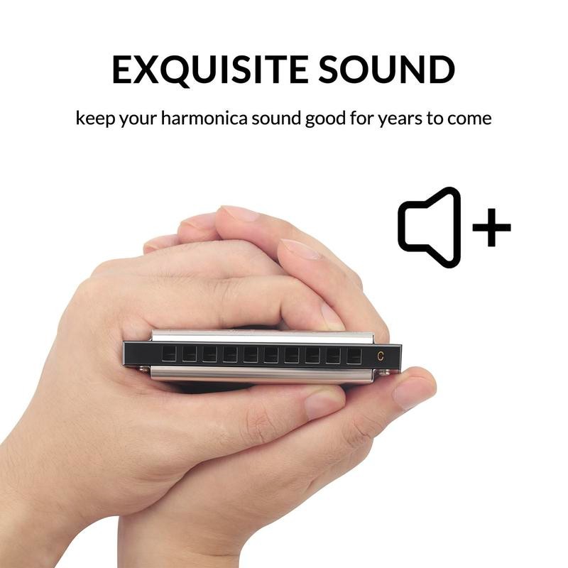 Focusound Blues Harmonica, Multi-Tone Options, 10 Holes 20 Notes, Quick