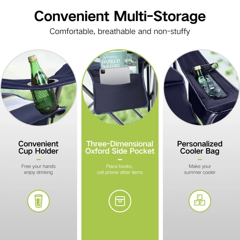 ALPHA CAMP Oversized Portable Camping Chair Heavy Duty Folding Chair