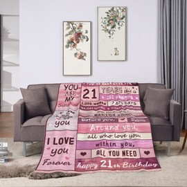 VAIAOH 21st Birthday Gifts for Her Blanket, Best Gifts for 21 Year Old Female, 21 Year Old Female Gift Ideas Bday Decor Blankets 60"X50"