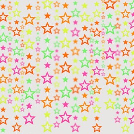 108feet UV Neon Streamers Glow Garland Hollowed Star Paper Hanging Ornaments Glow in The Dark Supplies and Decorations Blacklight Reactive Fluorescent Black Light Party Kit Wedding Birthday Streamers