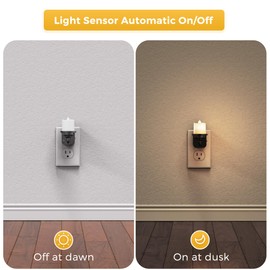 L LOHAS LED Candle Night Light, Flameless Candle Nightlight Plug in, Dusk to Dawn Sensor, 0-100LM Dimmable Night Light, 3000K Soft White, Vintage Decorative Night Lights for Hallway Bathroom, 2 Pack