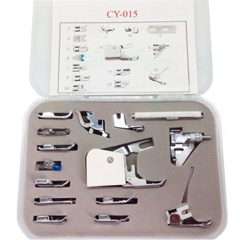 HONEYSEW 32/42/52 Presser Foot Kit Low Shank Adapter Zipper Foot Overcast Foot Snap On (15pcs Presser Foot kit)