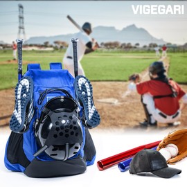 VIGEGARI Baseball Bag Softball Bat Bag - Baseball Backpack Adult with Gear Klip To Hold Baseball Glove, Baseball Essential Gear - Youth Baseball Bag for Boys, Girls, Baseball Accessories