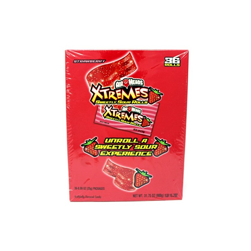 Airheads Xtremes Sweetly Sour Rolls - Strawberry Flavor - (36