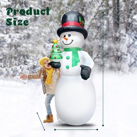 QEOIYDE 8FT Christmas Snowman Inflatable Xmas Tree Blow Up Outdoor Christmas Decoration with LED Light for Indoor Outdoor Yard Garden Lawn Porch Xmas Holiday Party Favor Supplies Décor