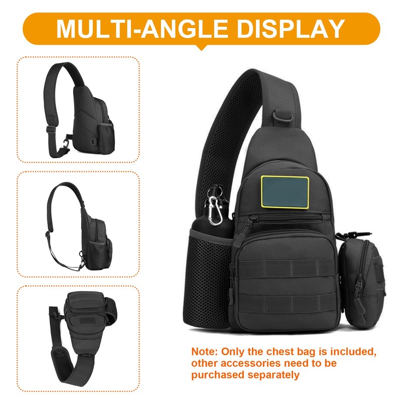 HUNTVP Tactical Military Chest Sling Bag Molle Crossbody Shoulder Pack