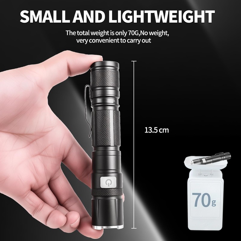 Ciwuzxs 2 Pack DT009 LED Flashlight Rechargeable, 1500 High Lumens