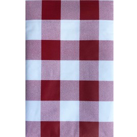 Newbridge Red Buffalo Check Rectangle Vinyl Tablecloth with Flannel Backing, 52 x 70 Inch, Checkered Indoor Outdoor Vinyl Waterproof Picnic and BBQ Table Cover, Cottage Gingham Print