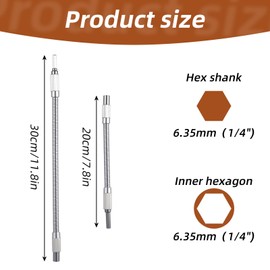 2PCS Flexible Drill Bit Extension Set, Universal Extension for Drills, Flex Shaft Extensions Socket Drill Bit Holder for Tight Spaces, Compatible with Manual/Power Drills(7.8", 11.6")