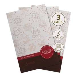 Simplicity Scents Gingerbread Scented Sachets Pack of 3, Fall & Winter - Long-Lasting Scented Bags, Home Fragrance, Air Freshener & Deodorizer for Closet, Room, Drawer, or Cars, Made in USA