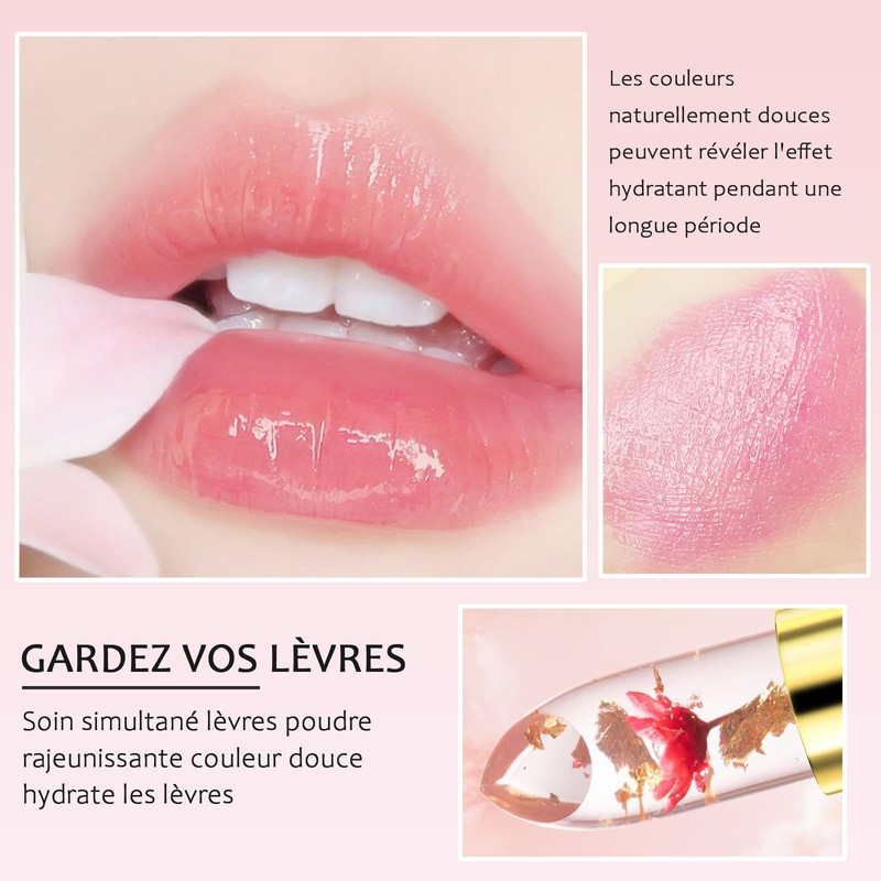 Lippenstifte aus Kristallblumen, Temperaturwechsel, Feuchtigkeitscreme, langanhaltend, wasserfest, Lippenbalsam (rot)