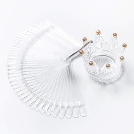 2 Set 100 Tips Clear Nail Art Swatches Sticks Polish Board Display Practice Sticks Tool Transparent Fan-shaped Nail Art Tips False Nail Sticks with Metal Screw Ring Plastic Christmas Gift