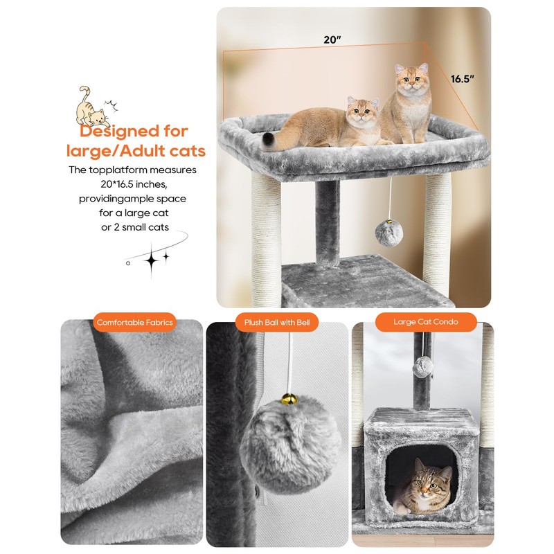 SYANDLVY Cat Tree for Indoor Cats Large Adult, Modern Activity